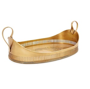 Bandeja de servicio de latón martillado de lujo, acabado dorado, artesanía artesanal, ideal para celebraciones, fiestas o cenas de aniversario - Product Image 6