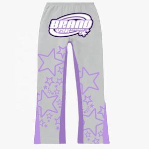 Custom Vintage Heavyweight 100% algodón polar Jogger pantalones de chándal Unisex pierna ancha pantalones apilados cordón Flare hombres pantalones de chándal - Product Image 3