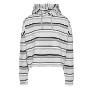 Sudadera de exterior de lana de rizo francés Top corto estilo rayado ligero de manga larga para mujer al por mayor personalizada con capucha - Product Image 4