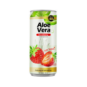 BOISSON GAZEUSE À LA FRAGRANCE DE FRAISE ET D'ALOE VERA DE QUALITÉ SUPÉRIEURE 320 ml AVEC DE VRAI JUS D'ALOE VERA VENTE EN GROS FABRICANT DE BOISSONS À LA FRUITE OEM ODM - Product Image 1