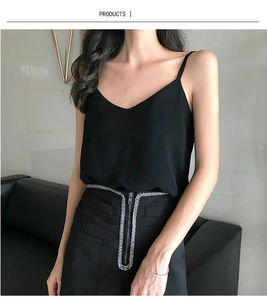 Débardeur en coton pour femmes en gros, vêtements de sport sans manches avec broderie en chenille, sous-vêtement tricoté - Product Image 2