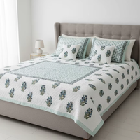 Ensemble de draps et de taies d'oreiller 100% coton |   Imprimé à la main |   Literie de luxe écologique et biologique pour toutes les saisons |   Comptage de fils 300tc |