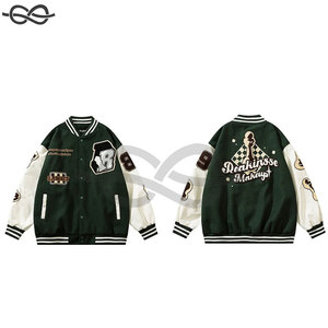 OEM Embroidery Patches Jaket Custom Logo Letterman <b>Jacket</b> Baseball Lather Streetwear Coat <b>Varsity</b> Bomber <b>Jacket</b> for Men - Product Image 5
