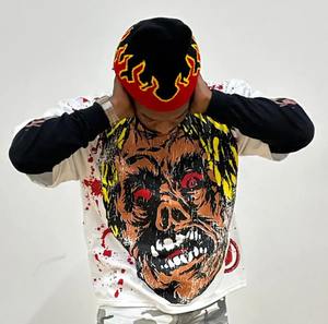 เสื้อยืดโอเวอร์ไซส์พิมพ์ลายบ็อกซี่ฟิตเนส300จีเอสเอ็มสำหรับผู้ชายผลิตจากโรงงาน - Product Image 4