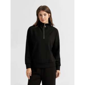 Sudadera con capucha de punto elegante para mujer, con media cremallera, estampada, lavada, con cuentas, informal, para estar en casa o descansar - Product Image 1