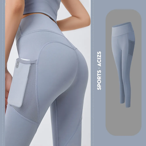 Mallas de Yoga de cintura alta elástica para mujer de servicio OEM Premium, pantalones para gimnasio, ropa deportiva, mallas de Yoga de bolsillo sin costuras para mujer - Product Image 1