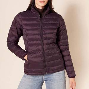 <b>Women's</b> Dark Purple Breathable Puffer <b>Jacket</b> Autumn Winter <b>Lightweight</b> Quilted Zip Waterproof Polyester Coat - Product Image 4