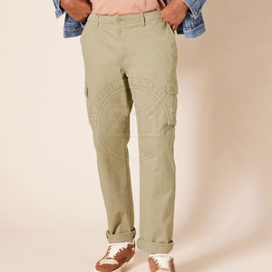 Pantalon cargo décontracté pour homme, léger, lavé, à la marque privée, couleur unie, multi-poches, 100% coton, respirant - Product Image 3