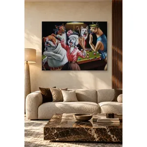 Impression sur toile Fida Poodle avec chapeau et Bulldog Billiards Night - Product Image 3