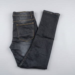 Jean en denim délavé gris foncé taille mi-haute, style Y2K Hip Hop, coupe droite, tricoté, coupe ample, décoré de rivets - Product Image 1