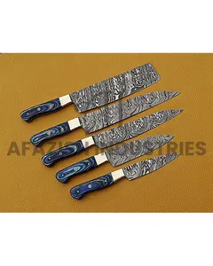 Factory Direct 5pcs Damascus Steel Kitchen Knives Professional Kitchen Meat Cooking Chef Knife