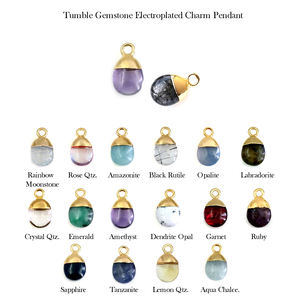 925 Sterling Silver Smooth Garnet Tumble Shape Gemstone Electroplated DIY Charm Pendant Wholesale Jewelry <b>Accessories</b> - Product Image 6