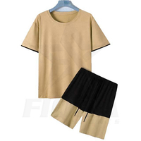 Nuevo traje deportivo de verano para gimnasio OEM, Camiseta holgada de manga corta, pantalones recortados minimalistas, conjunto de traje informal para hombre para estudiantes