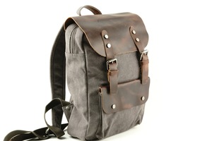 Heavy Duty Genuine Leather <b>Canvas</b> <b>Backpack</b> Outdoor Travel School Work Hiking Lightweight Breathable Unisex Multi-Pocket Durable - Product Image 2