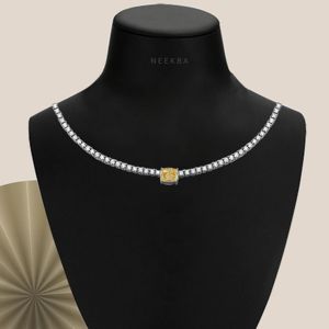 Chaîne de tennis en moissanite de 3mm pour femme-Collier de tennis minimaliste en moissanite pour femme, collier en moissanite VVS couleur D Inde - Product Image 6