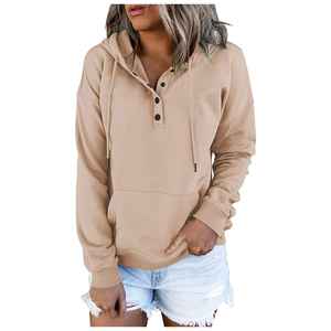 Sweat à capuche décontracté pour femme en coton 100% respirant, à manches longues, pour l'hiver et l'automne, couleur unie, brodé, avec poche, tricoté, ODM - Product Image 5