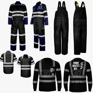 Ensemble de travail imperméable en polyester de haute qualité | Bavoir | Chemise boutonnée | Ras du cou Professionnels qualifiés ANSI Classe 1 - Product Image 1