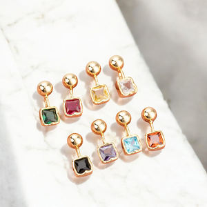 Abalorio de piedras preciosas de cuarzo morganita cuadrada de plata 925 con bola-Encantos de moda únicos - Product Image 3