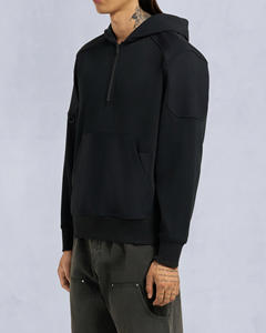 Sweat à capuche élégant surdimensionné à demi-fermeture éclair à poignets élastiques pour hommes coupe décontractée durable léger sweat à capuche décontracté avec logo personnalisé - Product Image 1