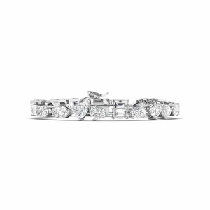 IGI Certified Multi-Shape Lab Grown Diamond Heart Accent Tennis <b>Bracelet</b> in <b>Solid</b> 925 Sterling <b>Silver</b> - Product Image 1