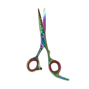 Tijeras profesionales de alta calidad para el cuidado de mascotas de acero inoxidable con revestimiento multicolor de titanio con reposapiés - Product Image 1