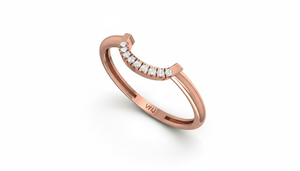 แหวนทอง 14K และเพชรธรรมชาติทรงโค้งสำหรับผู้หญิง 0.03Ctw สำหรับสวมใส่ทุกวัน - Product Image 3