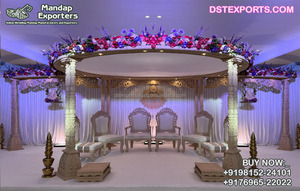 Mandap en bois pour mariage sud-indien avec dôme, décoration d'événement de mariage tamoul, mandap Vidhi, cérémonie de mariage gujarati, mandap en bois, Fidji - Product Image 5