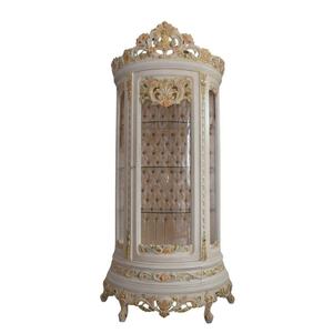 Vitrina de Madera Maciza Estilo Francés, Clásica, Pintada en Blanco, Independiente, Ecológica, para Sala de Estar - Product Image 1