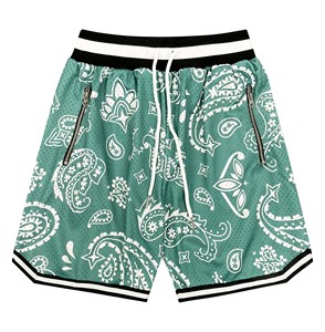 High-Quty Mid-Waist <b>Men's</b> Plus Size Breathable Hot Shorts Casual <b>Bandana</b> Knitted Sublimation Polyester Drawstring Closure Summer - Product Image 5