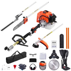 VEVOR Cortasetos Inalámbrico a Gasolina de 63cc, 5 en 1, Desbrozadora de 2 Tiempos con Kit de Protección, Herramientas de Jardín - Product Image 1