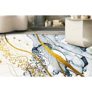 Alfombra con Estampado de Mármol Gris y Dorado - Moderna, Lujosa, Personalizada, Alfombra de Terciopelo de Lujo - Product Image 2