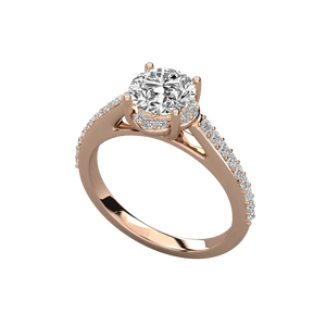 18K Gold Solitaire Round Diamond Ladies Brilliant Ring - Product Image 4