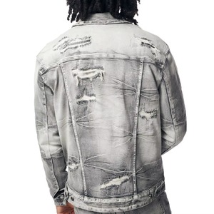 Conjunto de Chaqueta y Pantalones Vaqueros para Hombre, Estilo Urbano, Diseño Sólido, Bordado - Product Image 2