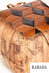 <b>Pouf</b> Ottoman Foot Stool Ottoman Foot Rest Handmade Leather Moroccan Footstool Square Floor <b>Poufs</b> for Living Room Bedroom Decor - Product Image 5