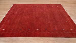Tapis Gabbeh en laine rouge fait main, motif tribal, design minimaliste, tapis de sol pour la maison, décoration confortable, 3002 - Product Image 4