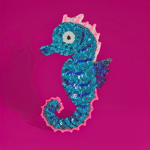 Patch brodé de sequins en forme de hippocampe marin pour vêtements - Product Image 1