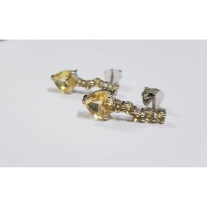 Boucles d'oreilles classiques en citrine en or blanc et or rose 14K/18K, clous et pendantes, avec diamant, pour fiançailles - Product Image 1