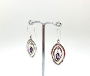 Pendientes de plata hechos a mano de estilo bohemio, joyería de plata de ley 925, pendientes de tendencia de piedras preciosas de amatista, joyería para mujer, regalo para - Product Image 4