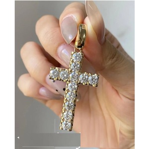 Collar de Cruz de Moissanita Chapado en Rodio de Acero Inoxidable de Alta Demanda para Regalos, Eventos Religiosos, Bodas, Ocasiones Espirituales, Unisex - Product Image 1