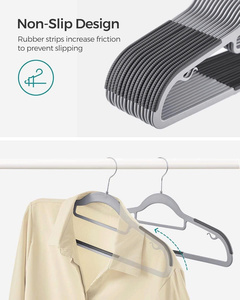 ไม้แขวนเสื้อพลาสติกแบบบางกันลื่น ปลายโค้ง หมุนได้ 360 องศา ตะขอสีเงิน ผลิตด้วยวิธีฉีดขึ้นรูป ประหยัดพื้นที่ - Product Image 4