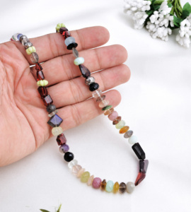 Collar de Cuentas de Gemas Mixtas Facetadas de Diferentes Formas | 16 Pulgadas, Cuentas Facetadas de Piedras Preciosas Naturales Mixtas para la Elaboración de Joyería Fina - Product Image 4