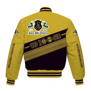 Iota Phi Theta 1963 Greek Life Varsity Jacket Brown Gold Letterman Jacket Fraternity Apparel Classic College Outerwear - Product Image 3