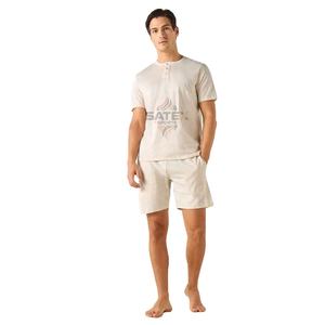 Conjunto de Camiseta y Pantalones Cortos de Verano para Hombre, Corte Regular, Diseño Nuevo, Color Sólido, Manga Corta, 100% Algodón, Dos Piezas, Transpirable, con Bolsillos - Product Image 1