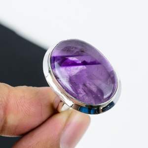 Anillo de Amatista, Plata de Ley 925, Anillo Hecho a Mano, Todos los Tamaños, Anillos de Amatista Natural para Mujer, Regalos de Navidad - Product Image 4
