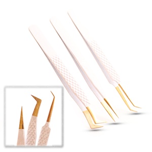 La pointe incurvée permet un placement parfait des faux cils en acier inoxydable multi-pointe extension de cils pince à épiler - Product Image 5