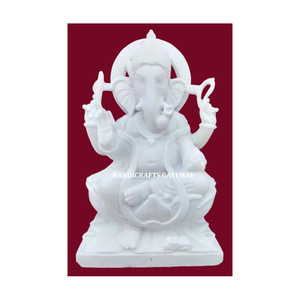 Lo último hecho a mano mármol blanco puro diseño Simple Lord Shri Ganpati ESTATUA PARA Dios indio mejor acabado pulido para decoración del hogar - Product Image 1