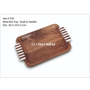 Assiette moderne de luxe à motifs de logo Plateau de service en bois d'acacia naturel Incrustation de résine pour le ramadan Plateau de service à chocolat - Product Image 5