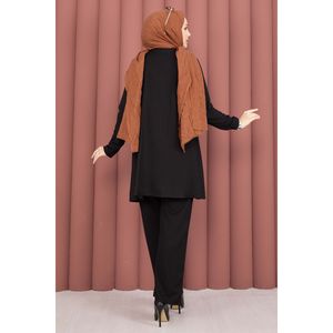 ชุดฮิญาบสไตล์กิโมโนสีดำลำลองแบบสามชิ้น - Product Image 4