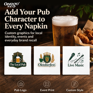 <span class=keywords><strong>Serviette</strong></span> <span class=keywords><strong>de</strong></span> bar 2 plis douce et absorbante <span class=keywords><strong>avec</strong></span> logo personnalisé pour comptoir <span class=keywords><strong>de</strong></span> pub, repas et hôtellerie - Product Image 2