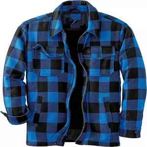 Veste en flanelle de toile de couleur personnalisée avec logo sur le devant, manches longues, doublure en coton, veste d'hiver - Product Image 4